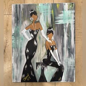 Handmade Elegant Black and White Fashion Art Canvas